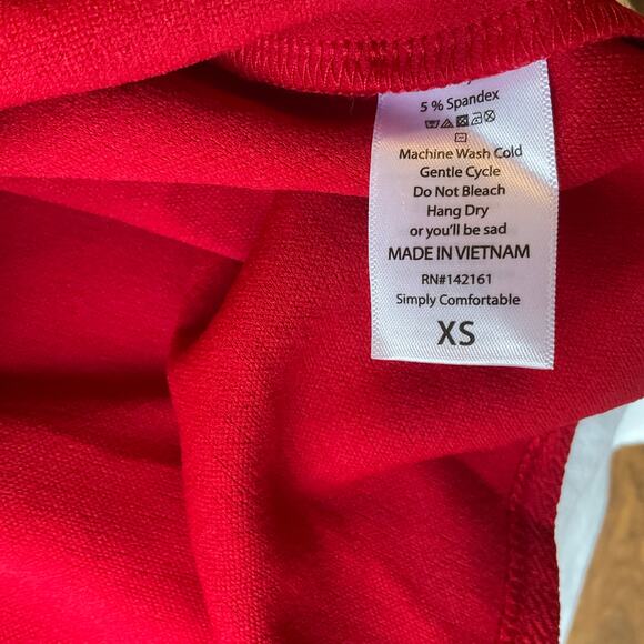 Lularoe Women’s Short Sleeve Screw Neck Knee Length Dress size XS, Red & Green - Picture 7 of 11